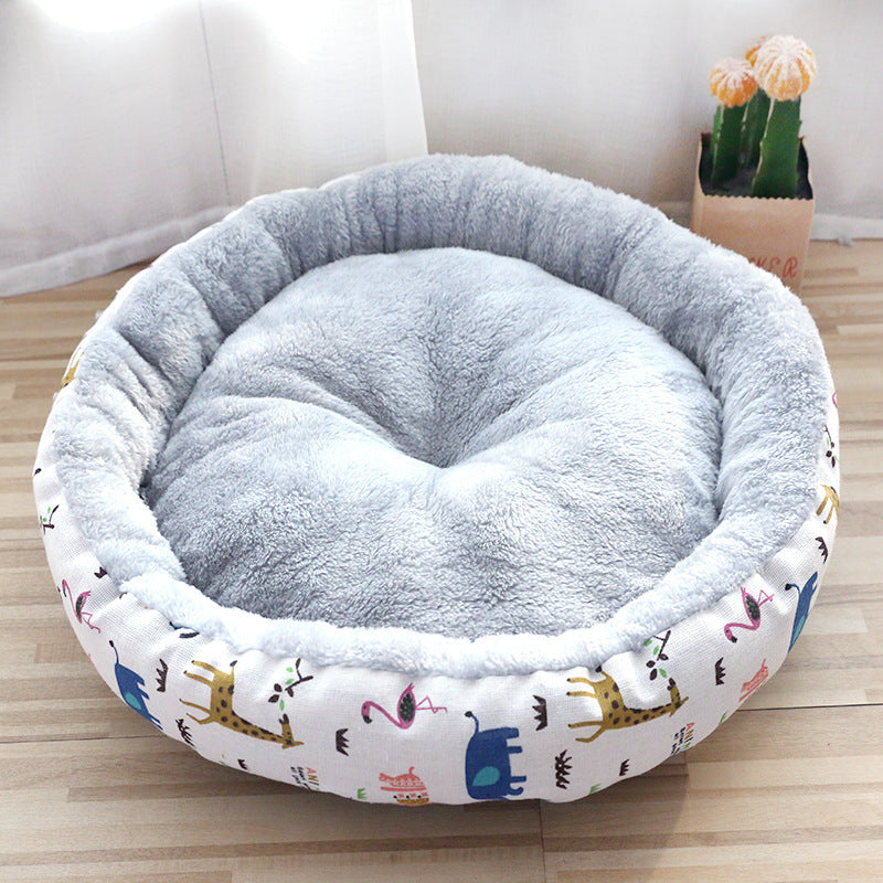 Cama Acolchada Redonda para Perros y Gatos - Suave y Confortable con Relleno de Algodón