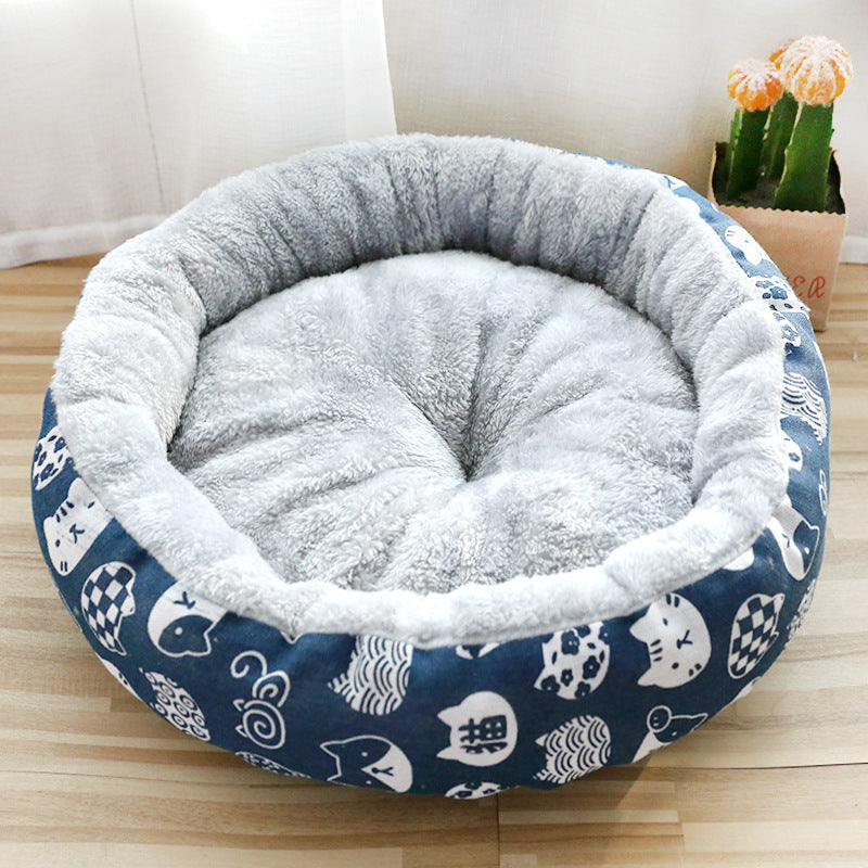 Cama Acolchada Redonda para Perros y Gatos - Suave y Confortable con Relleno de Algodón