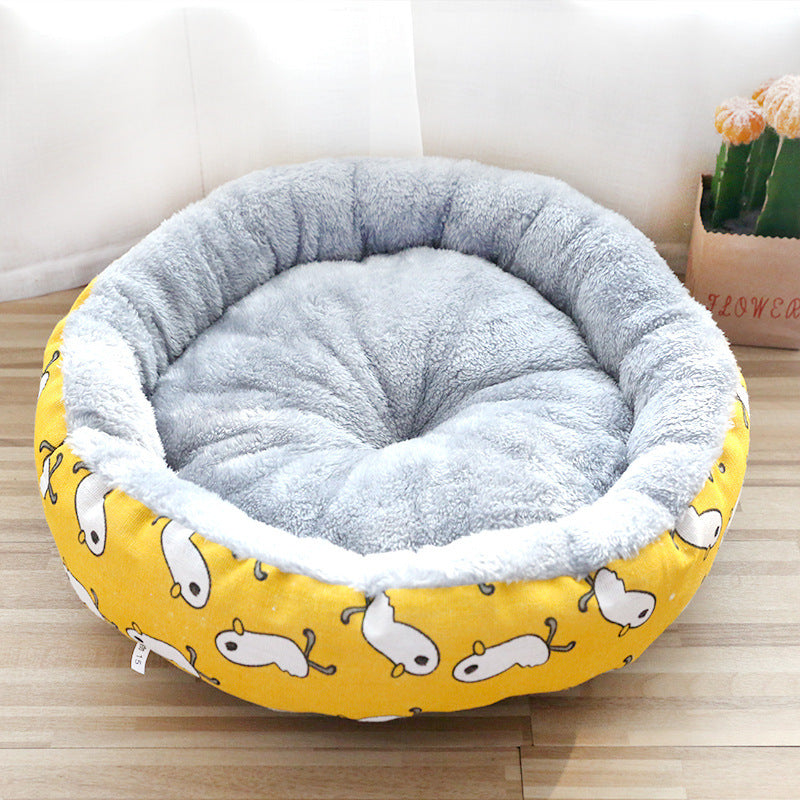 Cama Acolchada Redonda para Perros y Gatos - Suave y Confortable con Relleno de Algodón