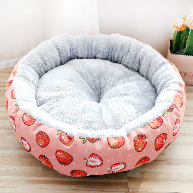 Cama Acolchada Redonda para Perros y Gatos - Suave y Confortable con Relleno de Algodón