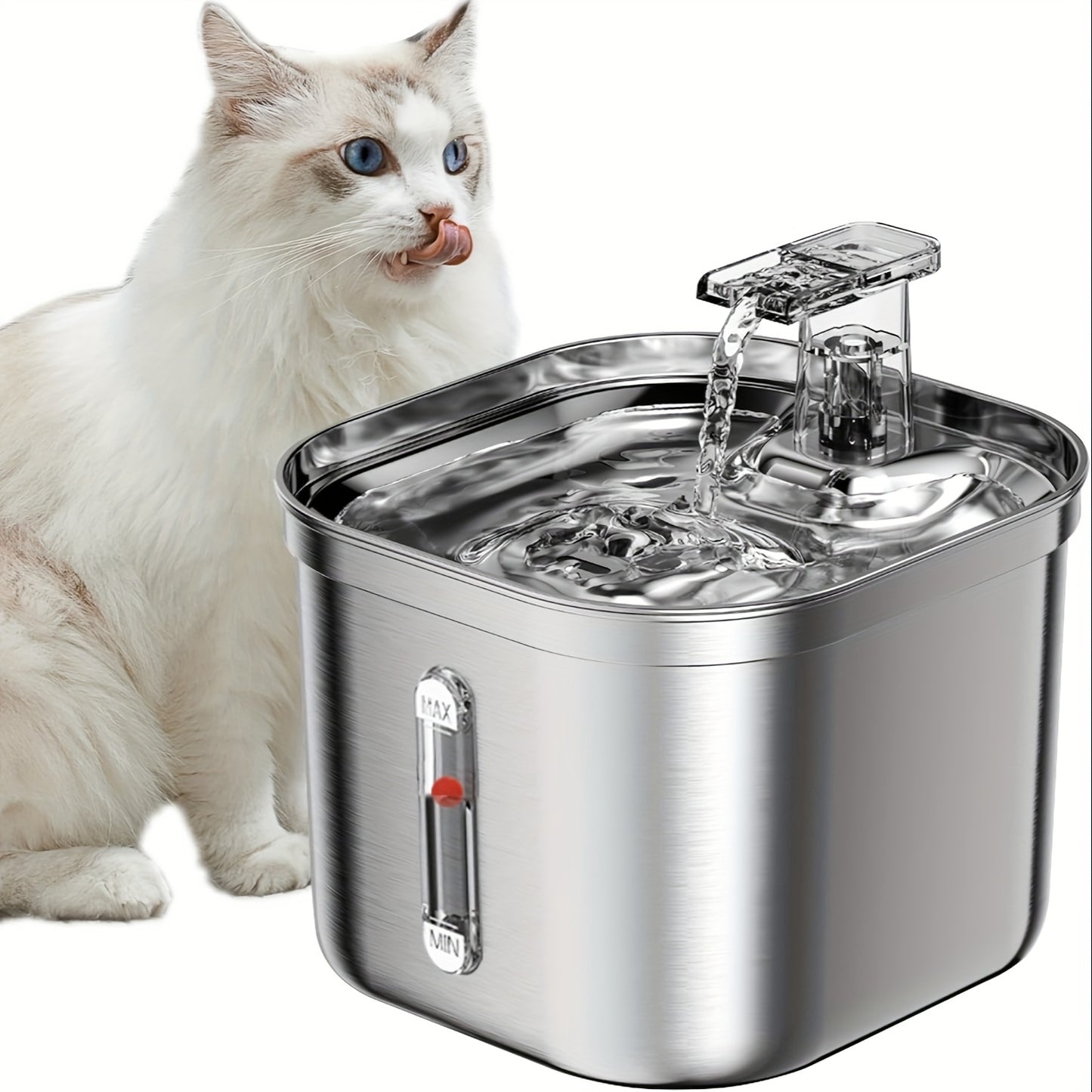 Fuente de Agua para Gatos de Acero Inoxidable - 2.2L con Bomba Silenciosa y 3 Filtros