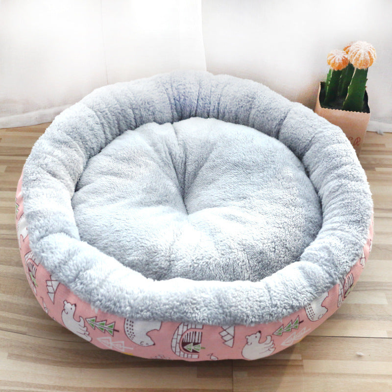 Cama Acolchada Redonda para Perros y Gatos - Suave y Confortable con Relleno de Algodón