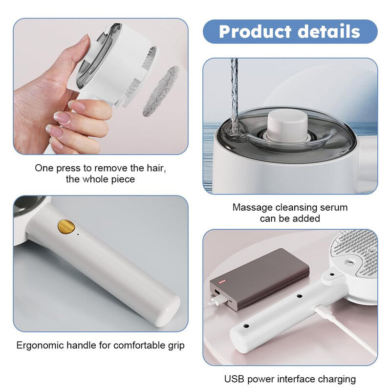 Cepillo Eléctrico 4 en 1 para Gatos - Vapor, Masaje, Spray y Eliminación de Pelo
