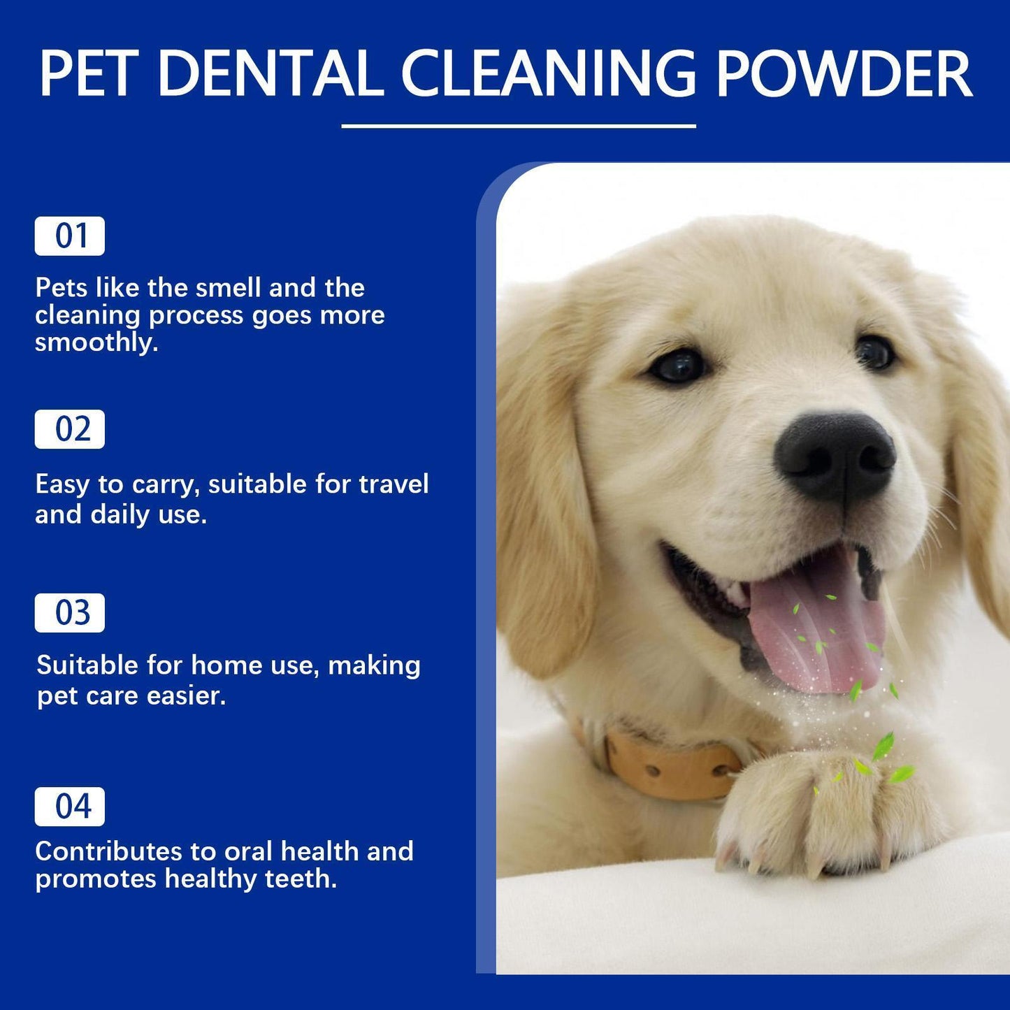 Polvo Limpiador Dental para Perros - Elimina Sarro y Mal Aliento Naturalmente