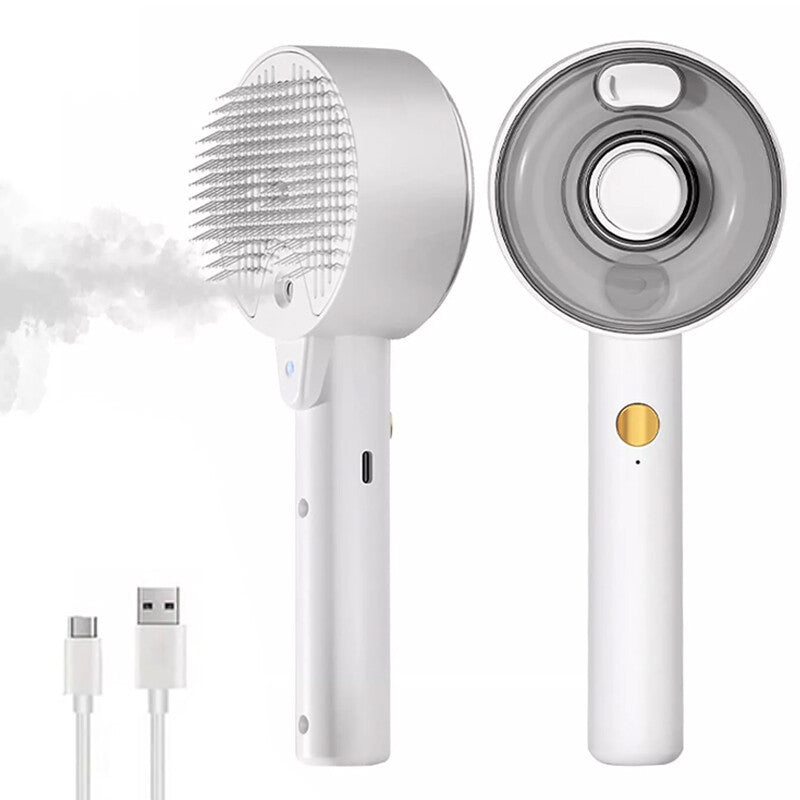 Cepillo Eléctrico 4 en 1 para Gatos - Vapor, Masaje, Spray y Eliminación de Pelo