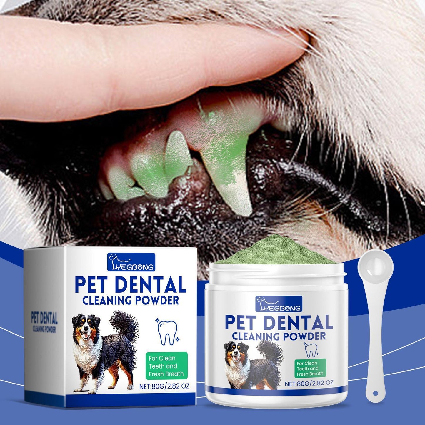 Polvo Limpiador Dental para Perros - Elimina Sarro y Mal Aliento Naturalmente