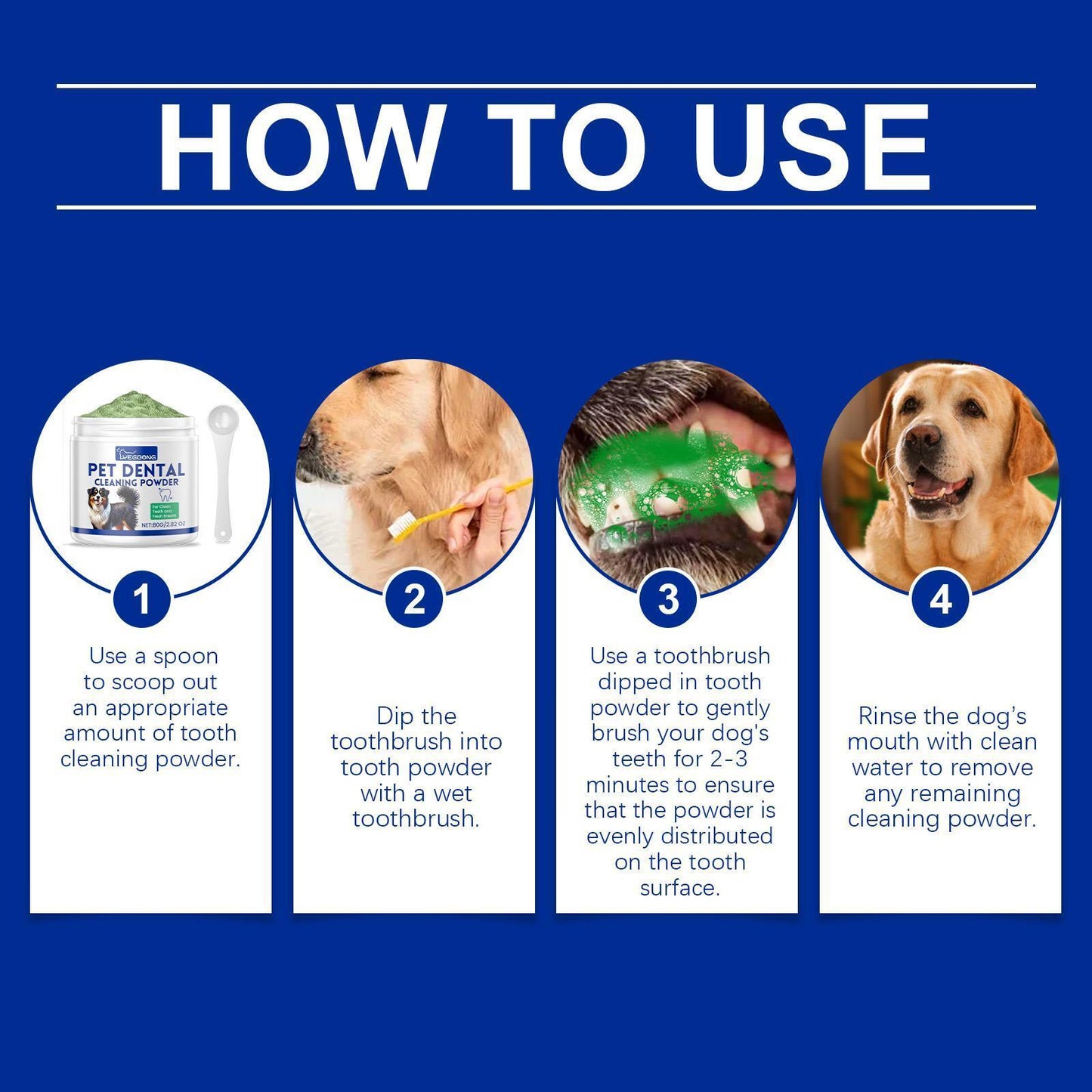 Polvo Limpiador Dental para Perros - Elimina Sarro y Mal Aliento Naturalmente