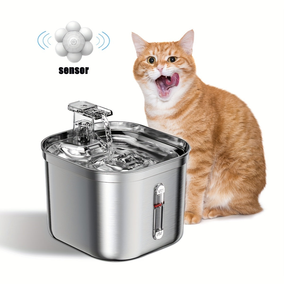 Fuente de Agua para Gatos de Acero Inoxidable - 2.2L con Bomba Silenciosa y 3 Filtros