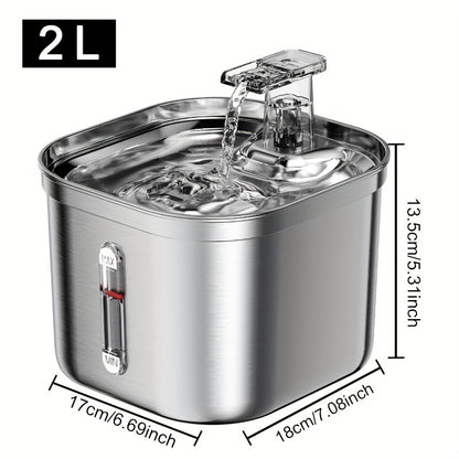 Fuente de Agua para Gatos de Acero Inoxidable - 2.2L con Bomba Silenciosa y 3 Filtros