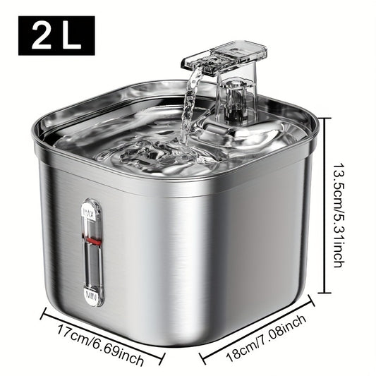 Fuente de Agua para Gatos de Acero Inoxidable - 2.2L con Bomba Silenciosa y 3 Filtros