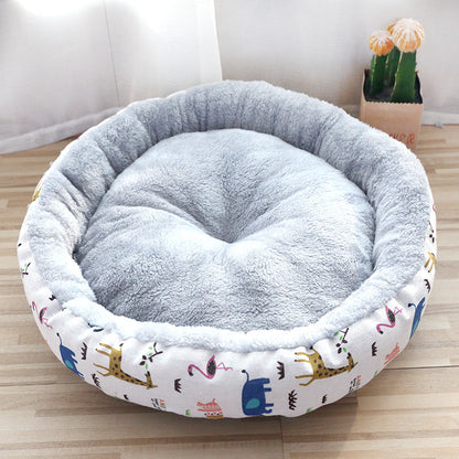 Cama Acolchada Redonda para Perros y Gatos - Suave y Confortable con Relleno de Algodón