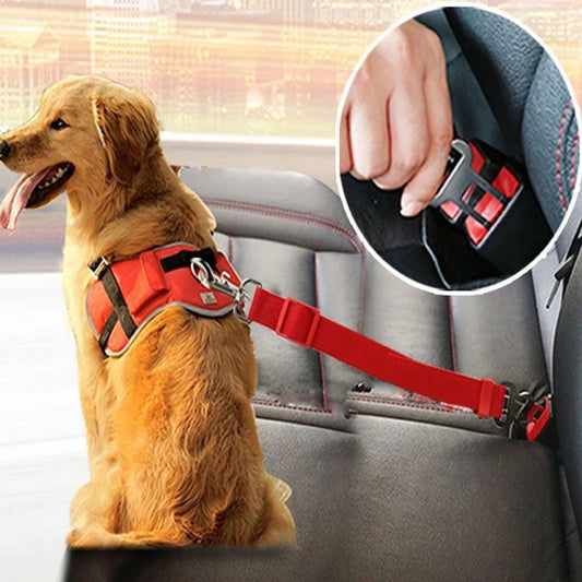 Cinturón de Seguridad Ajustable para Perros y Gatos - Arnés de Viaje para Coche