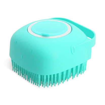 Cepillo Masajeador de Silicona para Baño de Perros y Gatos - Dispensador de Champú