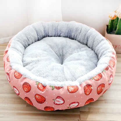 Cama Acolchada Redonda para Perros y Gatos - Suave y Confortable con Relleno de Algodón