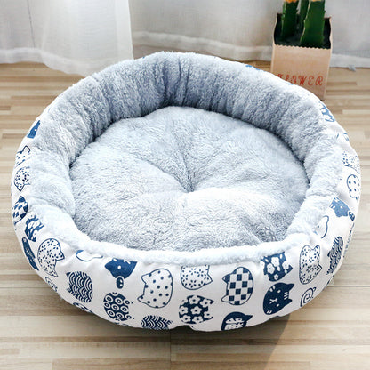 Cama Acolchada Redonda para Perros y Gatos - Suave y Confortable con Relleno de Algodón