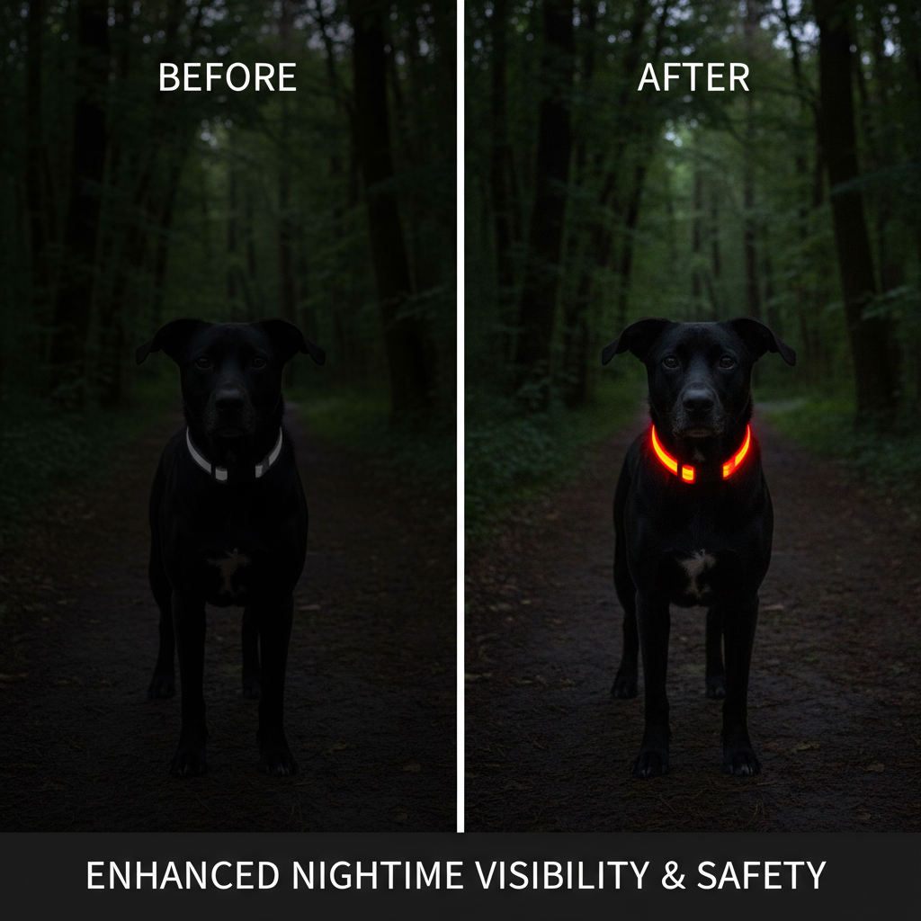 Collar LED Luminoso Recargable USB para Perros - Seguridad Nocturna Ajustable
