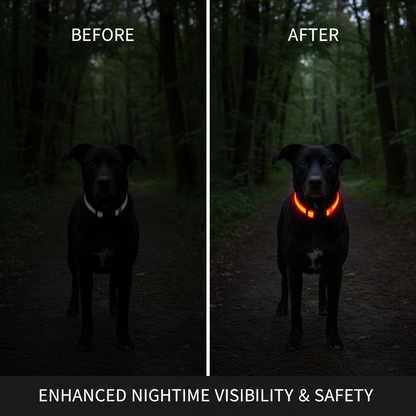 Collar LED Luminoso Recargable USB para Perros - Seguridad Nocturna Ajustable