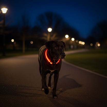 Collar LED Luminoso Recargable USB para Perros - Seguridad Nocturna Ajustable